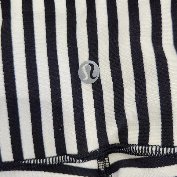 Lululemon Wunder Under Crop II Leggings Size 10 Black White Stripe Bold Narrow - Picture 3 of 5